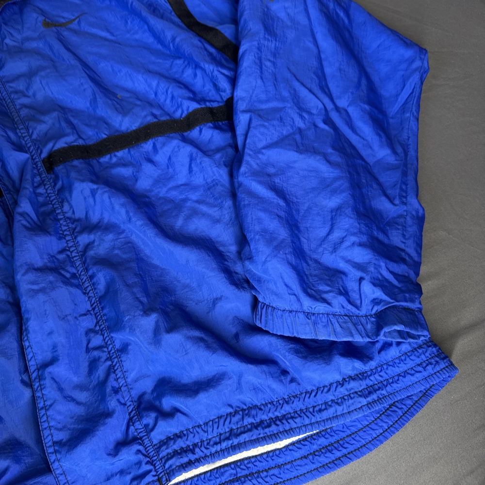 VINTAGE Nike Track Jacket Large Blue‎ Baggy Big Swoosh Windbreaker Retro 90s* - Picture 4 of 12